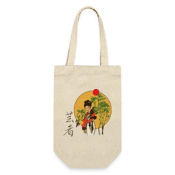 Geisha im Bambus-Sonnenuntergang - Geschenkbeutel für Flaschen - Natur - Vorne