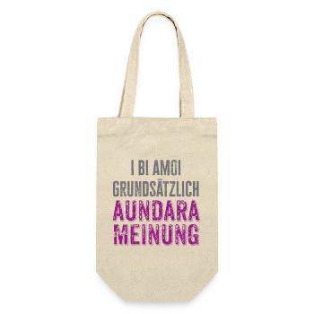 i bi amoi grundsätzlich aundara Meinung, Dialekt - Geschenkbeutel für Flaschen - Natur - Vorne