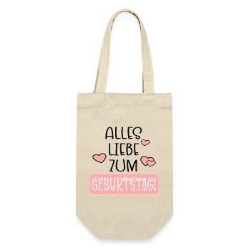 Alles Liebe zum Geburtstag - Geburtstagssprüche - Geschenkbeutel für Flaschen - Natur - Vorne