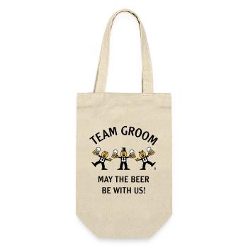 Team Groom (Caricature / Beer With Us / 3C / B) - Gift Bag for Bottles - nature - Front