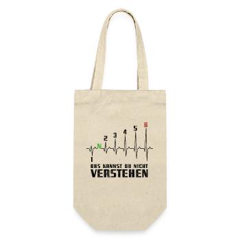 1N23456 Motorrad Gangschaltung - Adrenalin - Puls - Geschenkbeutel für Flaschen - Natur - Vorne