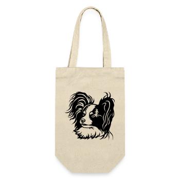 Papillon Kopf - Geschenkbeutel für Flaschen - Natur - Vorne