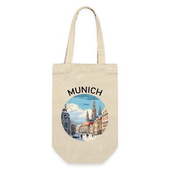 München Munich Innenstadt Stadtkern Bayern Schnee - Geschenkbeutel für Flaschen - Natur - Vorne