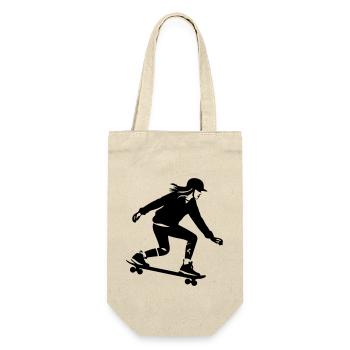 Skateboarding Woman Silhouette Skateboard - Gift Bag for Bottles - nature - Front