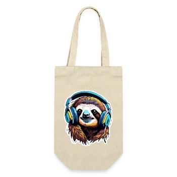 Kopfhörer / Audio / Musik / Tier / Faultier / cool - Geschenkbeutel für Flaschen - Natur - Vorne
