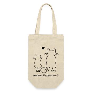 Du bist meine Valentine - Katze Miniminze - Geschenkbeutel für Flaschen - Natur - Vorne