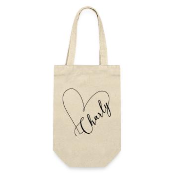 Charly Name Heart Line - Gift Bag for Bottles - nature - Front