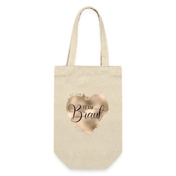 Team Braut-Herz! Personalisierbar - Geschenkbeutel für Flaschen - Natur - Vorne