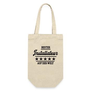 Bester Installateur Handwerk Sanitär Klimatechnik - Geschenkbeutel für Flaschen - Natur - Vorne