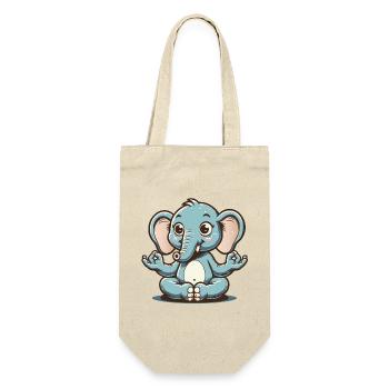 Cute blue elephant doing yoga - Gift Bag for Bottles - nature - Front