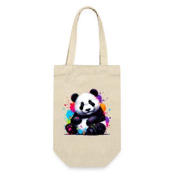 Panda - Geschenkbeutel für Flaschen - Natur - Vorne