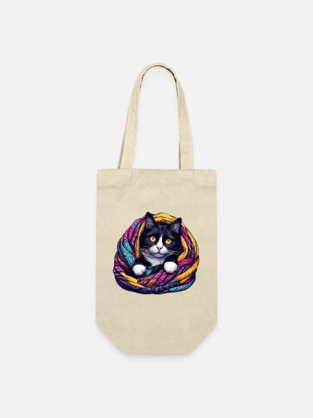 Katze - Geschenkbeutel für Flaschen - Natur