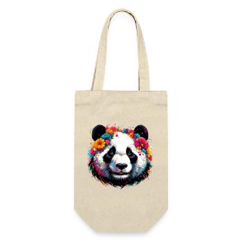 Panda - Geschenkbeutel für Flaschen - Natur - Vorne