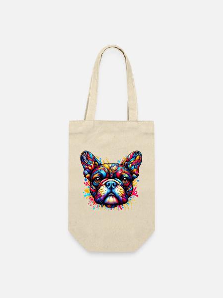 Französische Bulldogge Hund - Geschenkbeutel für Flaschen - Natur