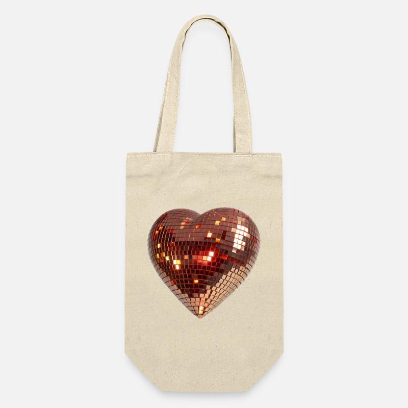 Coeur de discothèque, boule disco en forme de coeur - Sac à bouteille - nature