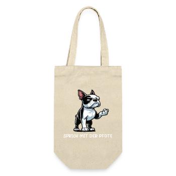 Sprich mit der Pfote Boston Boston terrier Bostie - Geschenkbeutel für Flaschen - Natur - Vorne