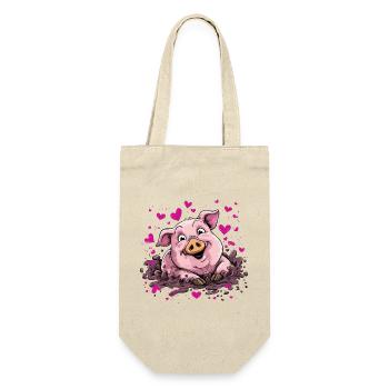 Coeur cochon dans la boue rose - Sac à bouteille - nature - Devant