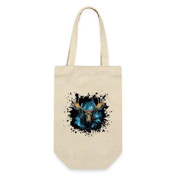 Peinture à l’aquarelle bleue tête d’orignal nordique - Sac à bouteille - nature - Devant