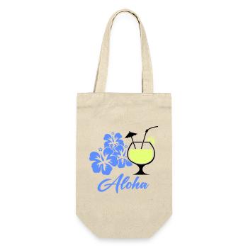 Aloha Hibiskus Tropen-Drink - Geschenkbeutel für Flaschen - Natur - Vorne