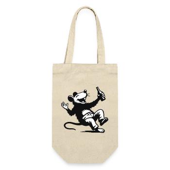 Partymaus - Geschenkbeutel für Flaschen - Natur - Vorne