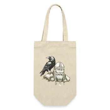 Wikinger Viking Legende Seemann Odin Rabe Kämpfer - Geschenkbeutel für Flaschen - Natur - Vorne