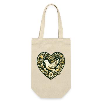 Golden Dove in Floral Heart - Gift Bag for Bottles - nature - Front
