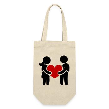 Couple In Love Heart - Gift Bag for Bottles - nature - Front