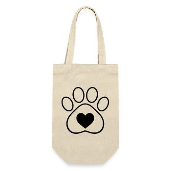 Minimal Paw Print with Heart | Animal Love Line - Gift Bag for Bottles - nature - Front