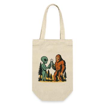 Alien Abduction Bigfoot Loch Ness Funny UFO - Gift Bag for Bottles - nature - Front