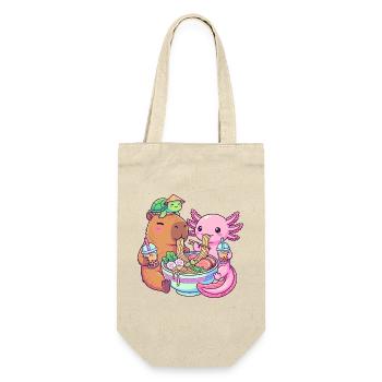Kawaii Ramen Boba Amis Capybara Tortue Axolotl - Sac à bouteille - nature - Devant