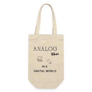 Analog Vibes Backprint – Retro Vinyl Aesthetic - Gift Bag for Bottles - nature - Front