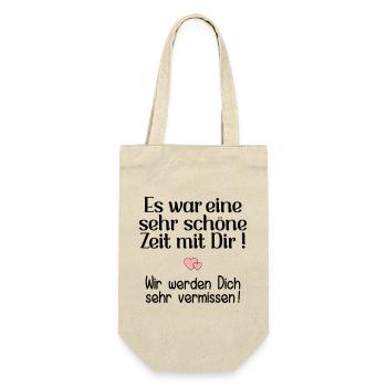 Abschied Kollegin - Schöne Zeit - Geschenkbeutel für Flaschen - Natur - Vorne