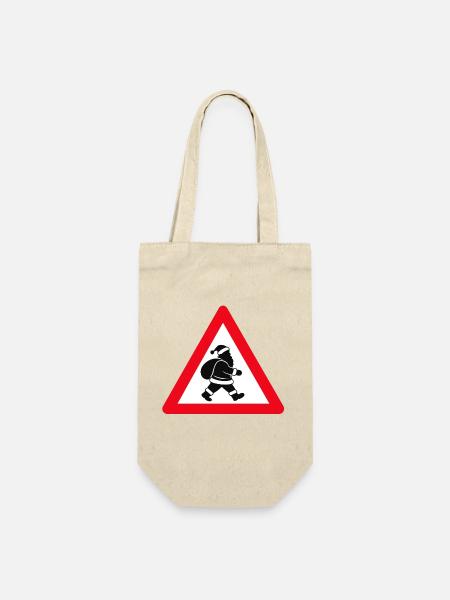 Weihnachtsmann crossing - Geschenkbeutel für Flaschen - Natur