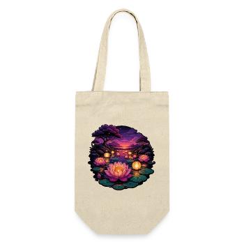 Lotus-Lichter am Abend - Geschenkbeutel für Flaschen - Natur - Vorne
