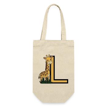 Giraffe and L Print - Gift Bag for Bottles - nature - Front