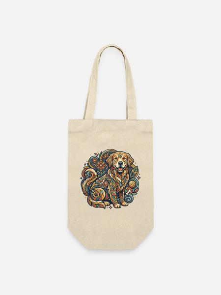 Blumenhunde Tattoo Motiv Muster - Geschenkbeutel für Flaschen - Natur
