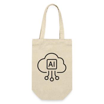 KI-Cloud-Datenverarbeitungszeilen-Symbol - Geschenkbeutel für Flaschen - Natur - Vorne