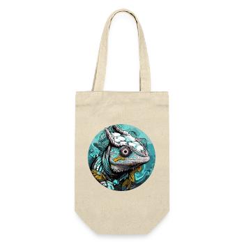 Chamäleon Kopf Türkis Illustration - Geschenkbeutel für Flaschen - Natur - Vorne