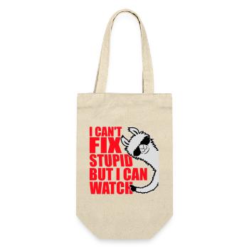 I Can't Fix Stupid But I Can Watch Sarkasmus Lama - Geschenkbeutel für Flaschen - Natur - Vorne