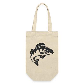 Barsch Raubfisch Silhouette - Geschenkbeutel für Flaschen - Natur - Vorne