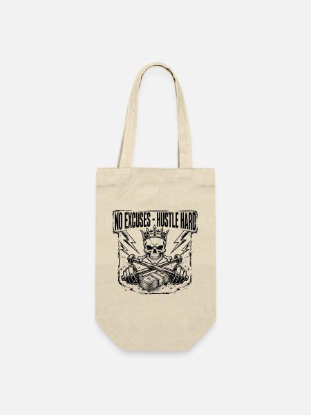 Keine Ausreden, hustle harter Schädel - Geschenkbeutel für Flaschen - Natur