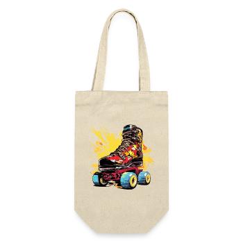 Rollerskates Grafik - Geschenkbeutel für Flaschen - Natur - Vorne