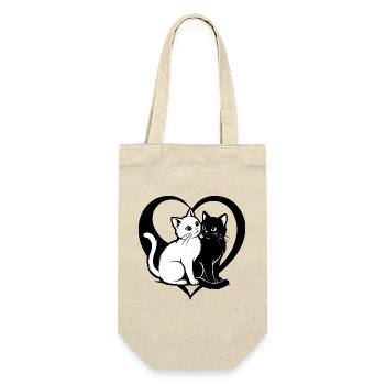 ❤ 🐱 Gatti Innamorati – Amore felino con cuore 2 - Geschenkbeutel für Flaschen - Natur - Vorne