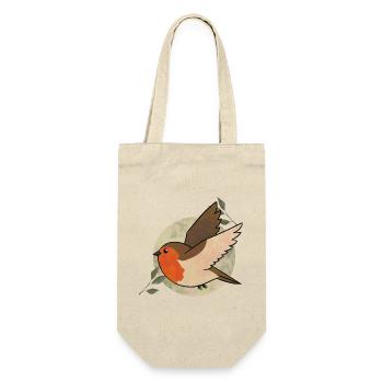 Aquarell Robin auf Kreis - Geschenkbeutel für Flaschen - Natur - Vorne