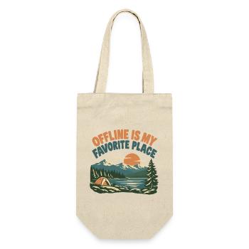 Offline Is My Favorite Place - Geschenkbeutel für Flaschen - Natur - Vorne
