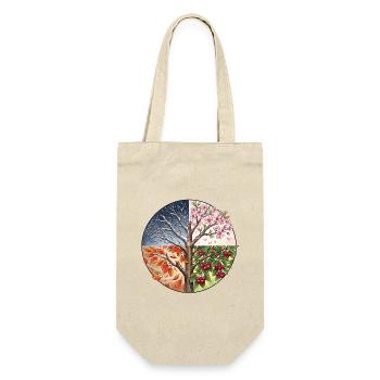 4 Jahreszeiten Baum - Geschenkbeutel für Flaschen - Natur - Vorne
