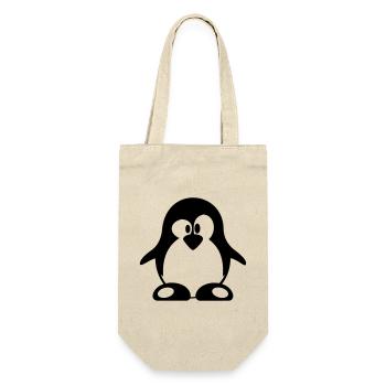 pinguin - Geschenkbeutel für Flaschen - Natur - Vorne