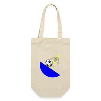 Fußballkick auf Blue Crescent - Geschenkbeutel für Flaschen - Natur - Vorne