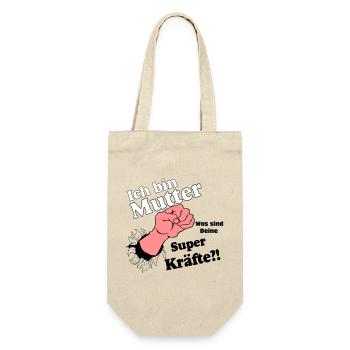 Mutter,Mama,Muttertag, Mutter , super Kräfte(25) - Geschenkbeutel für Flaschen - Natur - Vorne