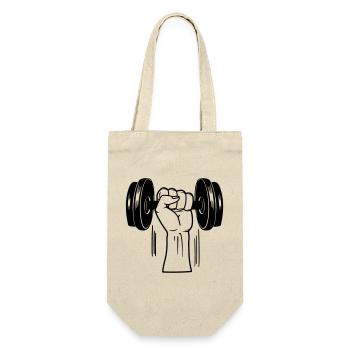 Fitness GYM dumbbel weight with fist - Gift Bag for Bottles - nature - Front